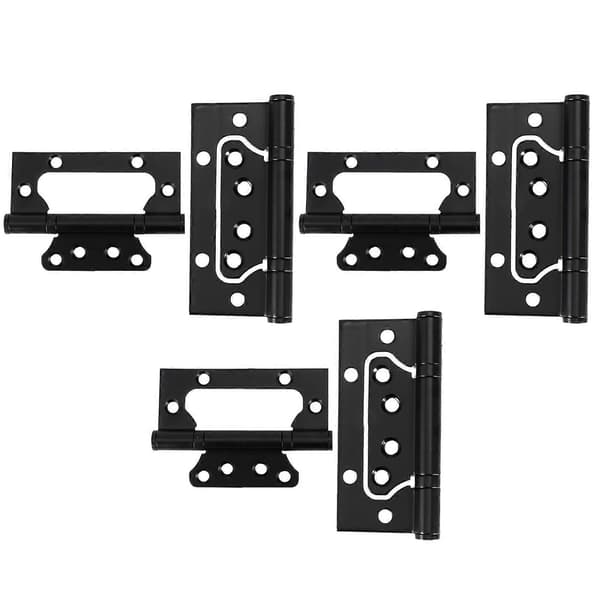 3 sæt dørhængsler zinklegering flad åben lydløs leje hængsler vinduesmøbler hardware fitting sort