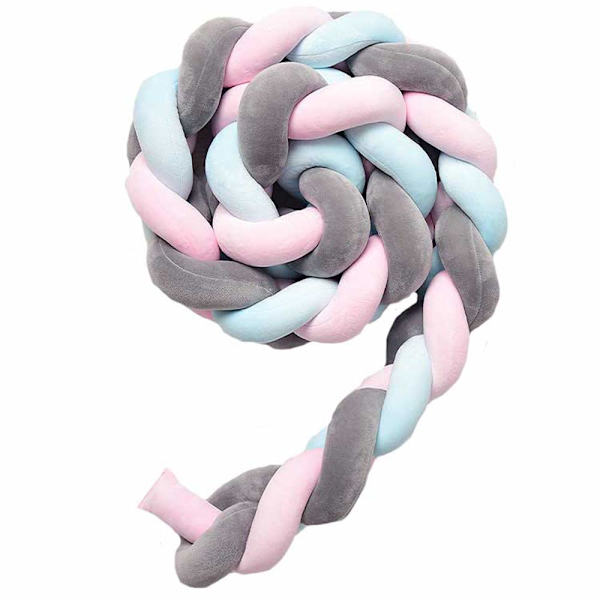 Sängkant, babyskydd, sängorm, spjälsäng, stötdämpare, vävning, kantskydd, huvudskydd, dekoration för spjälsäng, spjälsäng (rosa, grå, blå, 100 cm)