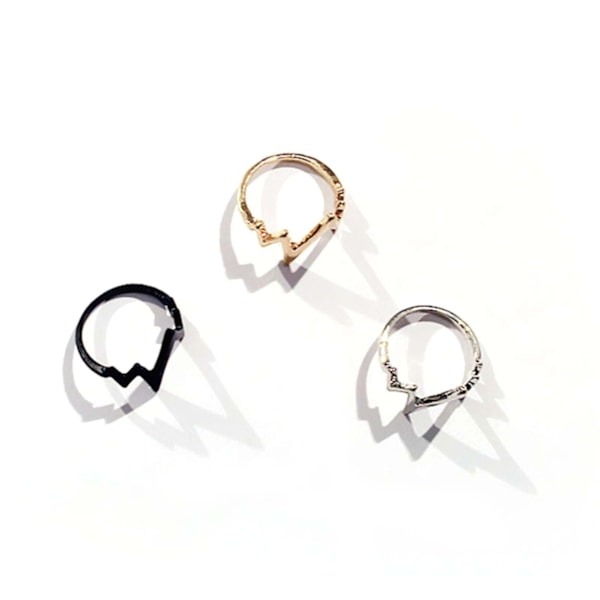 ECG-formad Ring Amerikansk Gata Stil Dekorativ Herr & Dam Mode Legering Ring För Fest Silver
