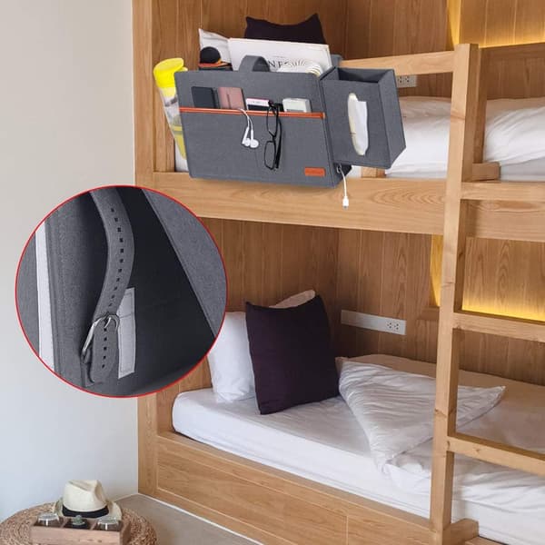 Filtseng Bed Bag, Bed Tray, Oppbevaringspose med Vevboks og Flaske