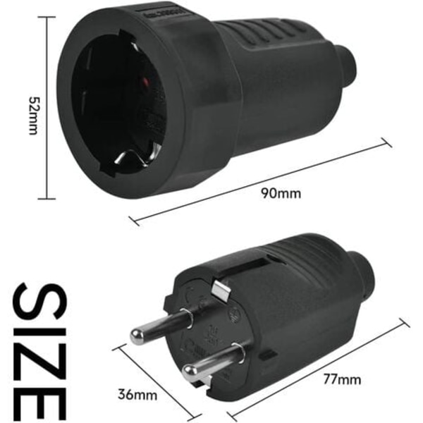 IP44 Urospistokkeet ja 3 Naisliitäntää, 2 Napaa 250V 16A Sähköpistokkeet IP44 Sähköpistokkeet Kumilla Vedenkestävä Sähkö