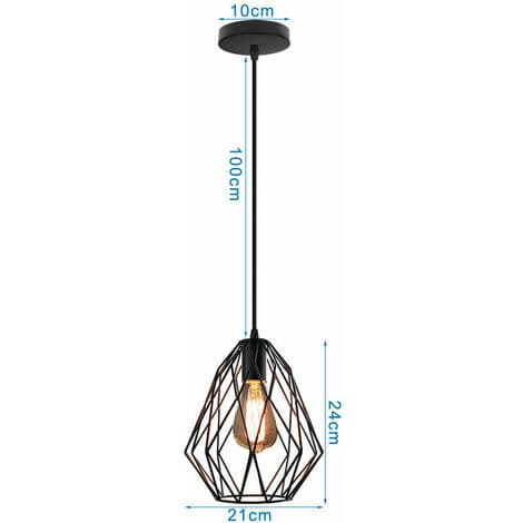 2 stk. bur lysekrone pendellampe industriel retro loftslampe E27 jern til soveværelse stue bar sort - sort