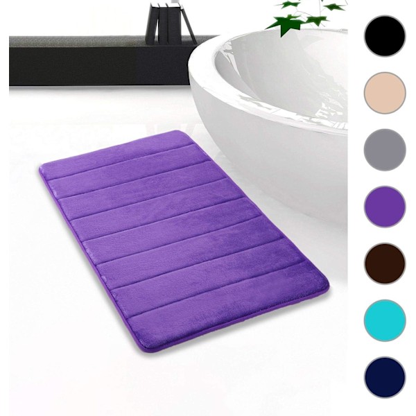 Bademåtte skridsikker absorberende bademåtte vaskbar bademåtte - 50 x 80cm (lilla),