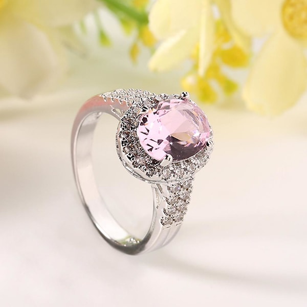 Fashion Smycken Oval Rhinestone Cubic Zirconia Bröllop Förlovning Brud Ring US 8