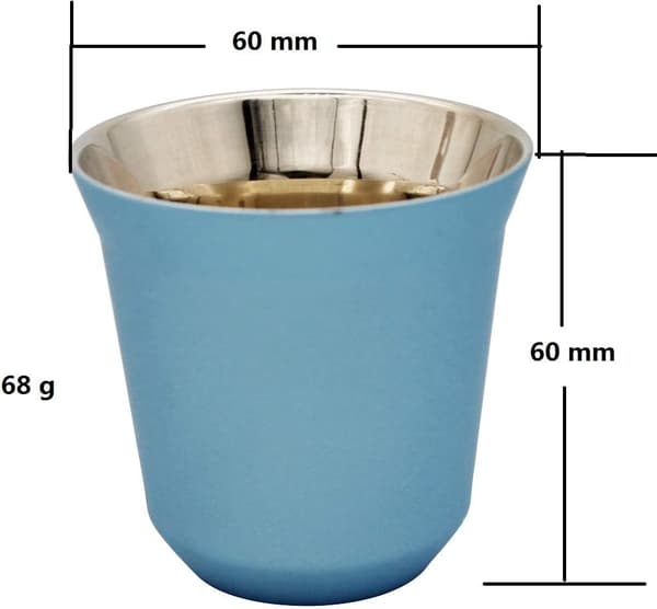 Stykke espressokop, kaffekop i rustfrit stål, dobbeltvægget kaffekop, blå 80 ml