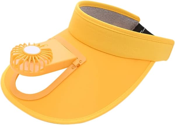 Gul-28*28cm-Solhatt för damer med USB-fläkt, tom solhatt