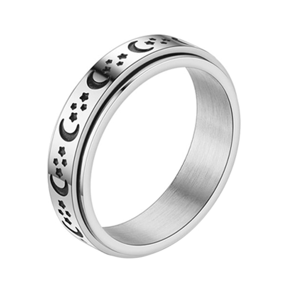 Män Fingerring Utsökt Hip-hop-stil Rotary Moon Star Böjd Knuckle Knuckle Ring Ring Mansmycken Stainless Steel US 9
