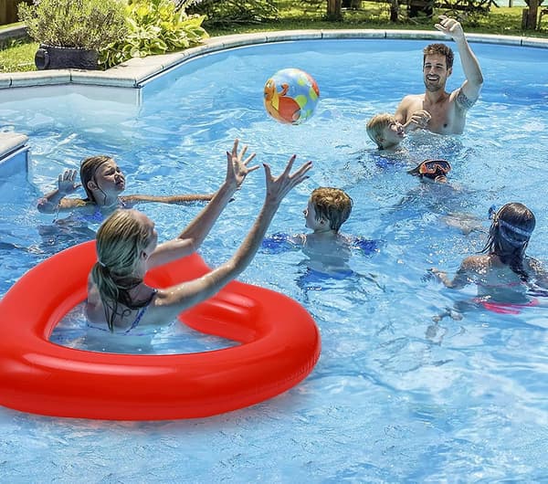 Rosa Hjärtformad Inre Tub Flottör för Pool/Strand, Uppblåsbar Badring Red