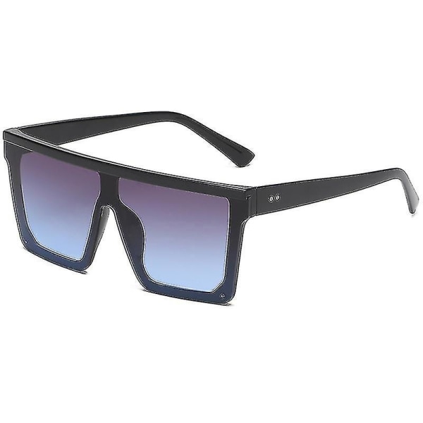Överdimensionerade solglasögon Solglasögon Fyrkantiga solglasögon för män Retro glasögon för män och kvinnor svart båge Gradient Grå Blå linser C1