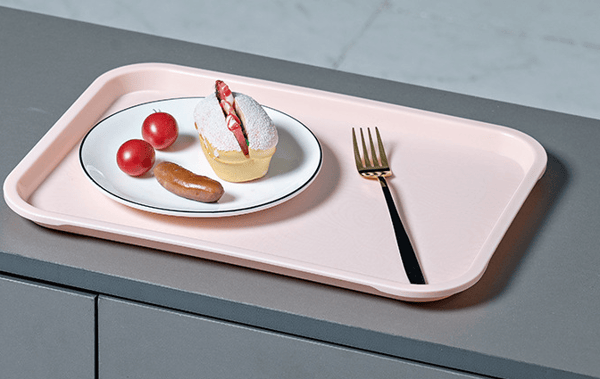 Fruktfat Kakefat Barnehagebrett Rektangulær Plast, Rosa, Liten 35*25*2cm,