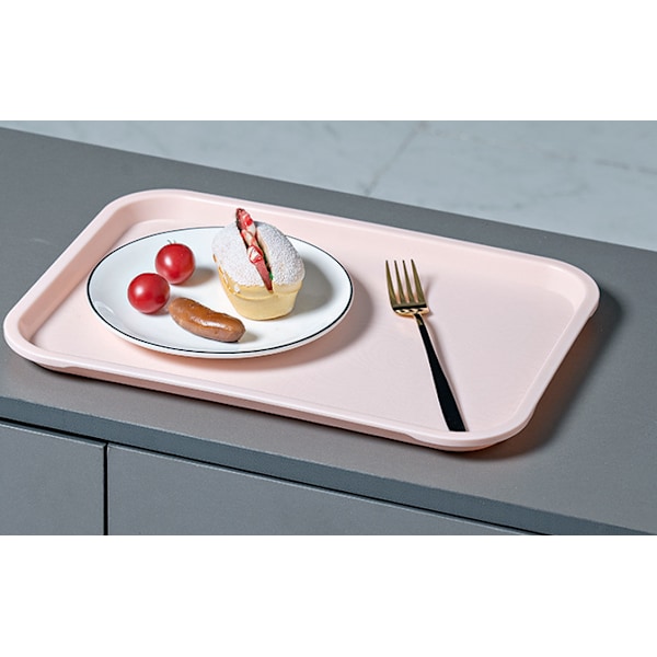 Fruktfat, kakfat, dagisbricka, rektangulär plast, rosa, liten 35*25*2cm,