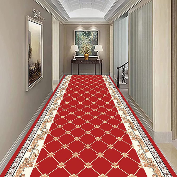 Vintage Red Hallway Entrance Runner Mattor Långa smala hallmattor 0,6m 0,9m 1,2m 1,4m 1,6m Halkfri, tvättbar golvmatta (60*100),