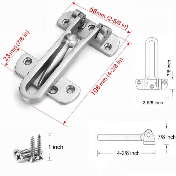 Dørkædelås, 3mm ekstra tyk Ss304 rustfrit stål solid dør sikkerhedskædebeskyttelse, heavy duty dørkæde til interiør