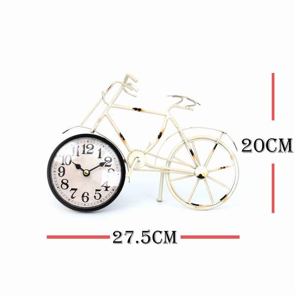 Järn väggklocka hem sovrum tyst klocka personlighet klocka, vit cykel, 27,5 * 5 * 20cm