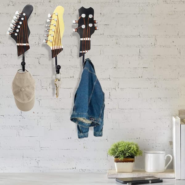 Väggkrokar - Hatt, Rock, Kläder för Sovrumsinredning, Gitarrkrokar och Hängare, 3-pack