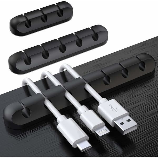Skrivebordskabelorganisatorclips, 3-pak kabelholder, ledningsorganisator, kabelstyring, kabelopbevaring til USB-oplader/mus