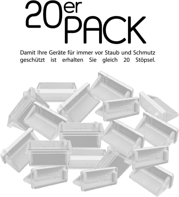 20x USB-A Støvprop til Desktop PC, Laptop, MacBook -