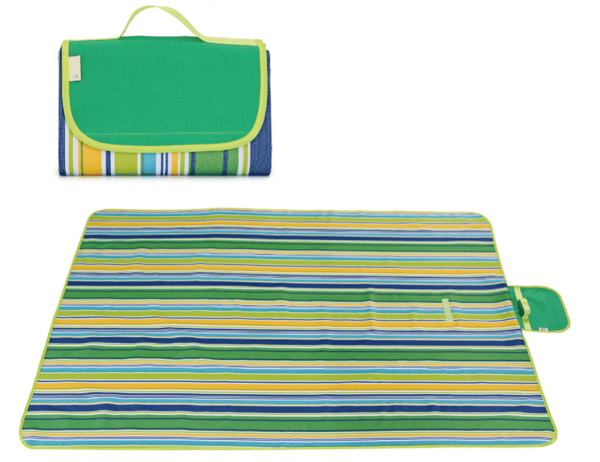 Fuktsikker piknikmatte i Oxford-stoff 145*200CM Gressgrønn stripe