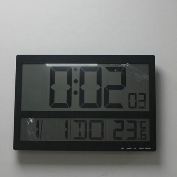 Digital Termometer, Præcis Indendørs Vægur med Alarm - Stor Skrift & LCD-Skærm, Tid/Evig Kalender/Temperaturvisning