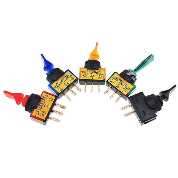 Gul Bil Båd Lastbil Led Belysning Toggle Switch Med Flyvemaskine Flip Sikkerhed Op Kapsel Dæksel