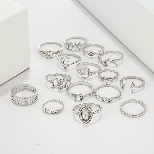 15-pack Damringar för kvinnor, bohemisk stil, konstgjorda stenar, strass, smyckesgåva