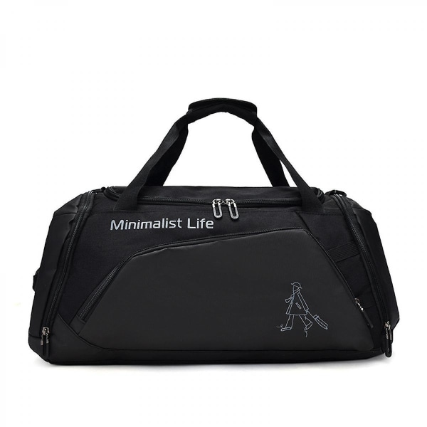 Sports Fitness Bag Independent Shoe Bag Bagasjeveske Stor kapasitet reiseveske Svart