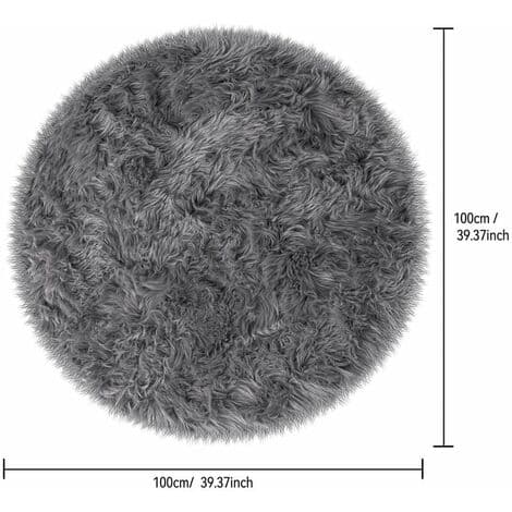 Rund sovrumsmatta modern design lurvig vardagsrumsmatta - 100 cm - grå