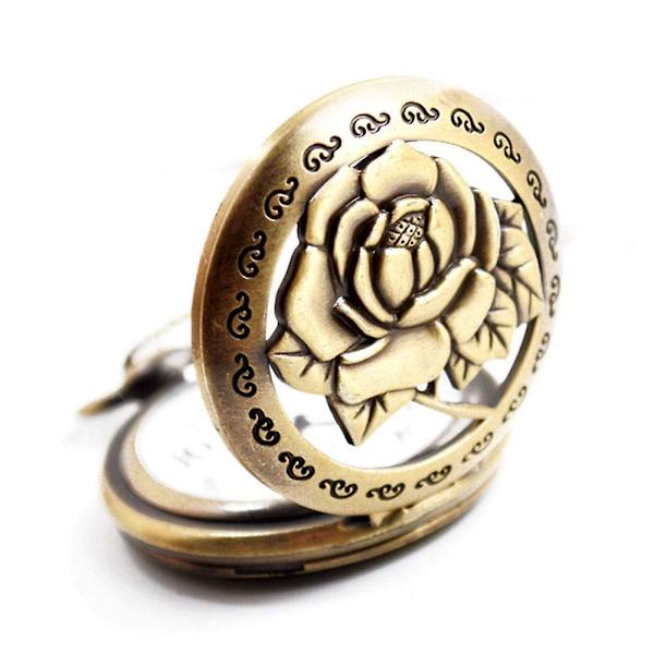 Blomsterserie Steampunk Kvartsfick-ur Retro Halv Hunter Skalfick-ur för Kvinnor
