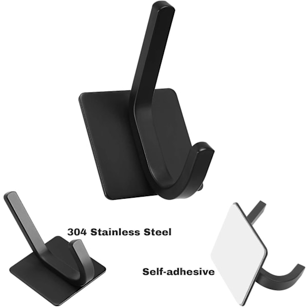 Sort rustfrit stål kraftig klæbende krog (1-krog X 4 stk.)