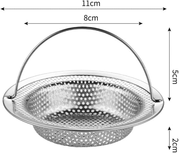 Køkkenvaskfiltre, rustfri stålvaskfiltre, ydre diameter 11 cm, indre diameter 8 cm, højde 2 cm