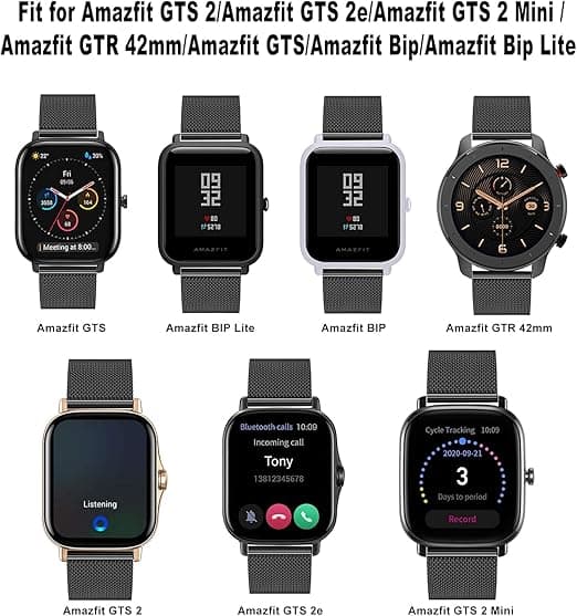 20 mm vævet metalurrem i rustfrit stål til Amazfit