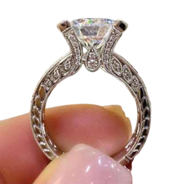 Kvinnor Cubic Zirconia Rhinestone Inläggningar Bröllop Finger Ring Engagemang smycken US 10
