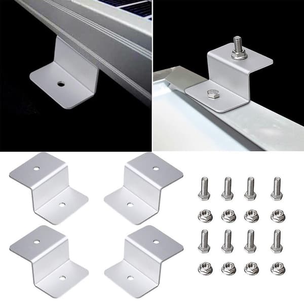 4 stk. Z-formet metalbeslag til solpaneler, 2 huller med hardware til autocamper