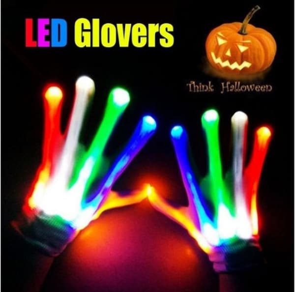 LED Handsker, LED Multifarvede Blinkende Handsker, Blinkende Skelet