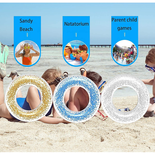 Uppblåsbar pool flyt, genomskinliga flytrör, glitter simring, poolleksaker för sommar simbassäng strandleksak, vattenkul festleksak