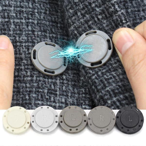 10 par dolda magnetiska tryckknappar för sömnad, hantverk, väskor, kläder, läder grå