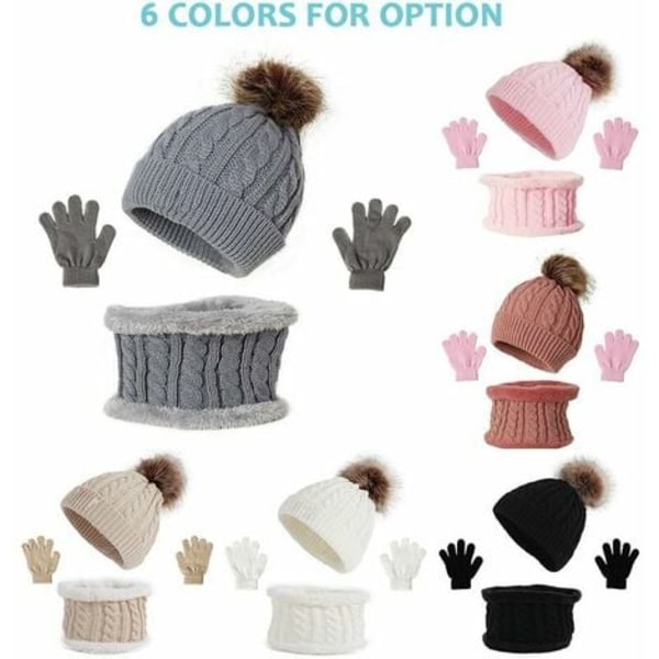 Barnhatt, halsduk, vantar, tredelad jumpsuit, baby vinter varm jumpsuit, svart - svart