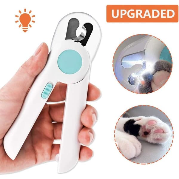 Universell katte- og hundeklippere med LED-lys (LED-lys negleklippere (blå))
