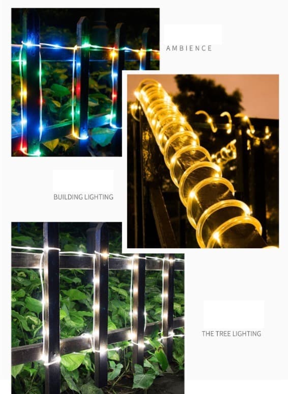 LED-lysstreng med solcelle, kobberrør, festlige dekorative lys (varmhvit)