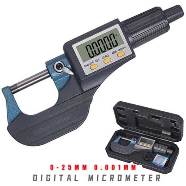 Elektronisk mikrometer Mikrometer Veggtykkelsesmikrometer Digitalt mikrometer 0-25mm 0.001MM