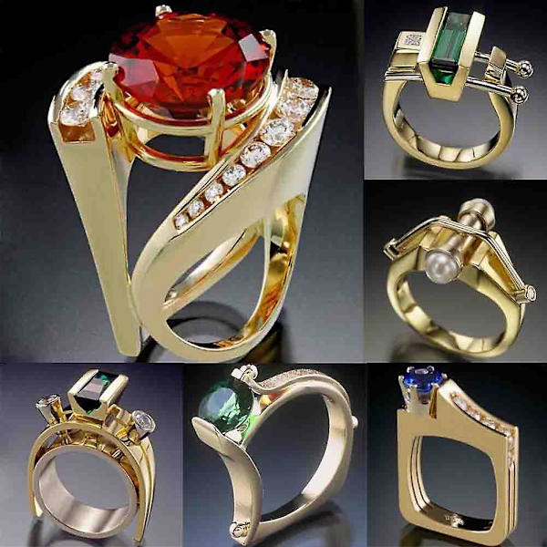 Mode Kvinnor Kubisk Zirkonia Inlagd Geometrisk Finger Ring Fest Smycken Present 6 US 8