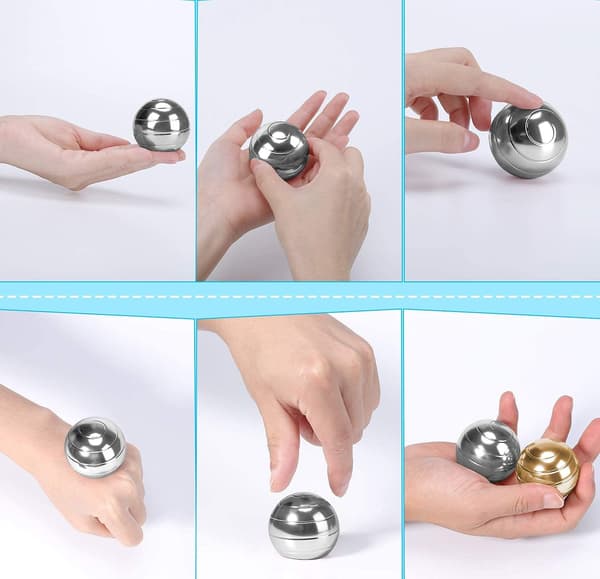 (Sølv, Diameter: 45mm) Kinetisk Bordlegetøj Metal Spinner