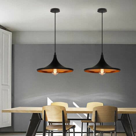 Industriel Retro Pendellampe E27 Lampe til Soveværelse Bar Sort - Sort