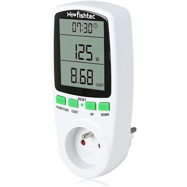 FISHTEC - Stikdåse Wattmeter - Elforbrugsmåler - LCD-skærm