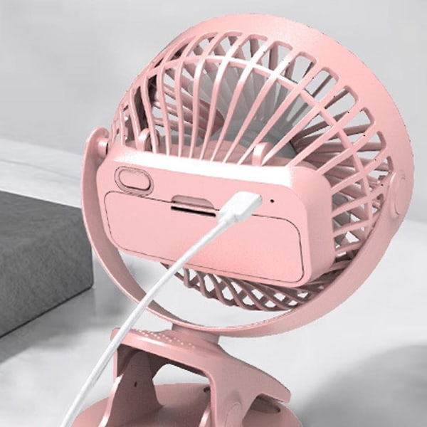 Usb-drevet klips på ventilator, lille ventilator med robust klemme, stille personlig skrivebordsventilator og klipsventilator Pink