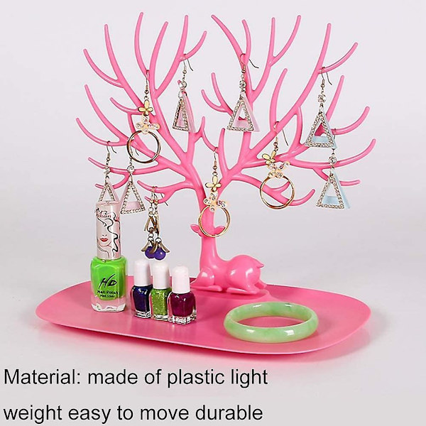 Plastik Smykketræ Display Stativ, Hjortetræ Smykke Display Stativ Ørering Halskæde Holder Smykke Opbevaring Holder Stativ, Pink