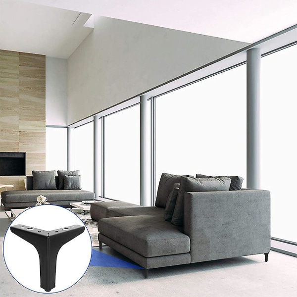 Piao 4pack metallmöbler soffben, modern stil gör-det-själv-möbelfötterbyte, triangelbordsskåp skåpfötter Heavy Duty för byråkaffe Black 10cm