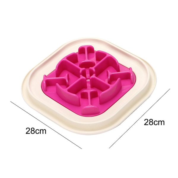 Hundebolle Pet Food Bowl Kreativ Langsom Madskål Anti-Kvælning Langsom Madskål Rose Red Bones