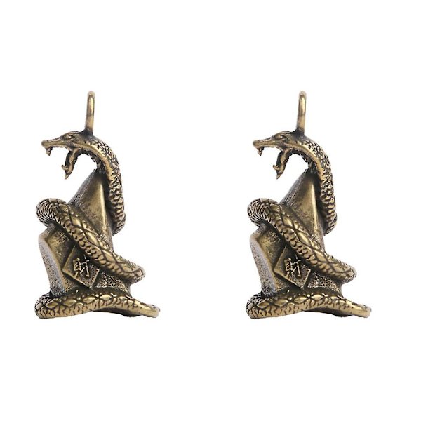 2 st Brass Retro Ingot Snake Nyckelring Berlock Gammal Behandling Nyckelring Berlock