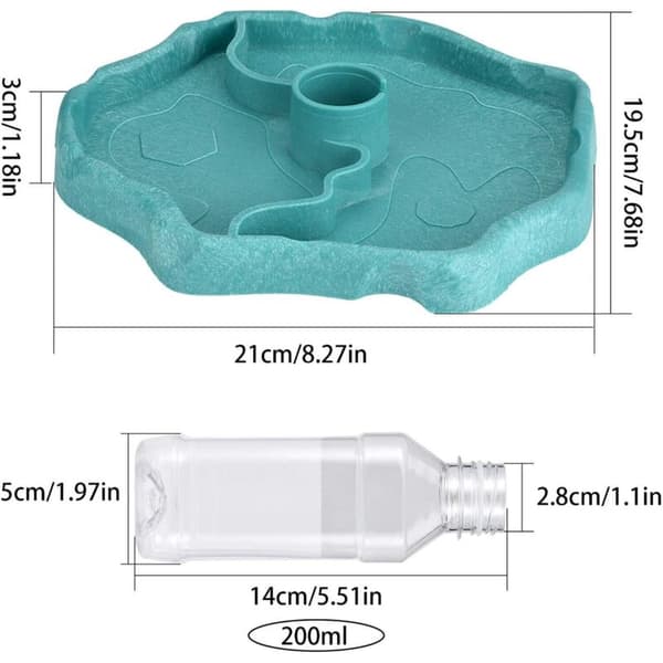 Krybdyr vanddispenser, 2 i 1 anti-overløbsskål foderdispenser, plastikskål til skildpadde gekko - blå